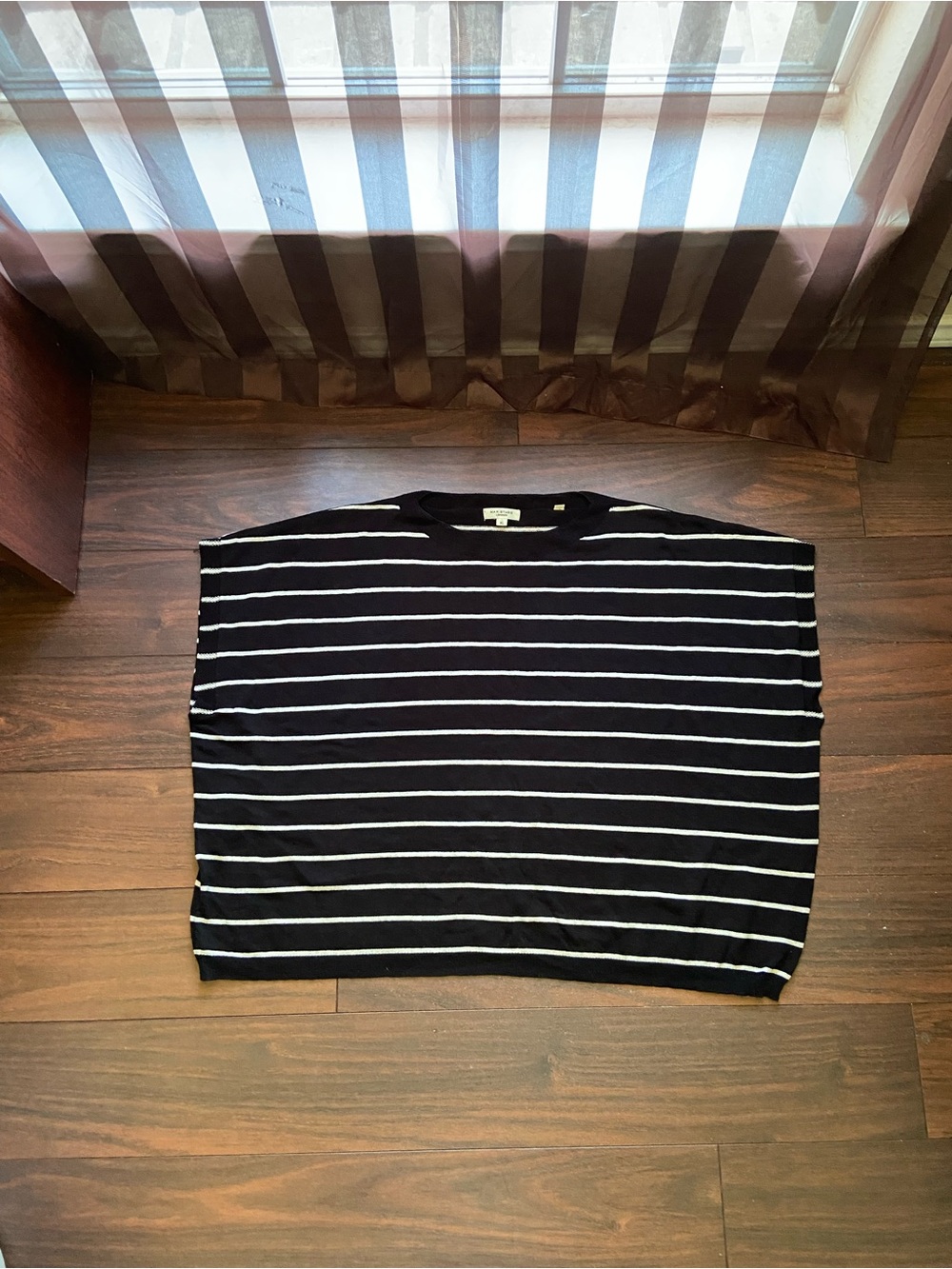MAX STUDIO Linen Blend Boxy Striped Oversized Top Women XL